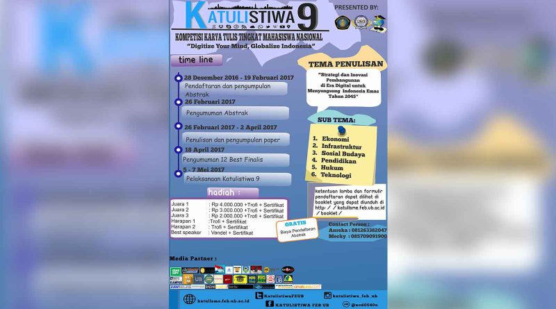 Katulistiwa 9 (Kompetisi Karya Tulis Ilmiah Tingkat Mahasiswa Nasional) 2017