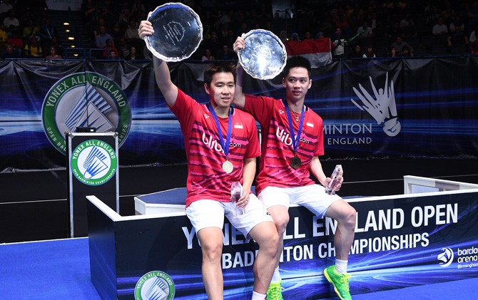 Kalahkan Li Junhui/ Liu Yuchen, Marcus/ Kelvin Juara Ganda Putra All England