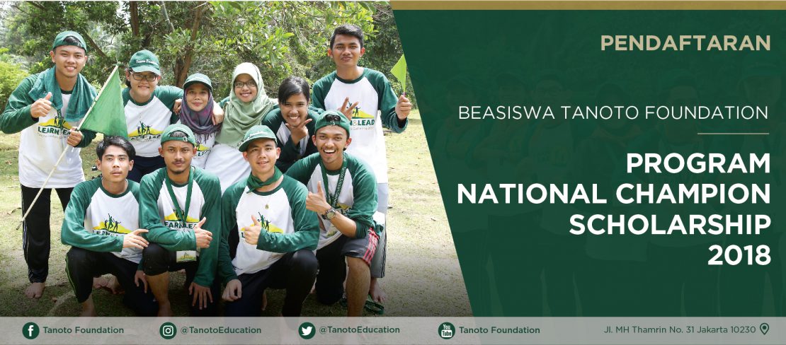 Beasiswa Tanoto 2018 untuk Mahasiswa S1 dan S2 Deadline 28 Februari