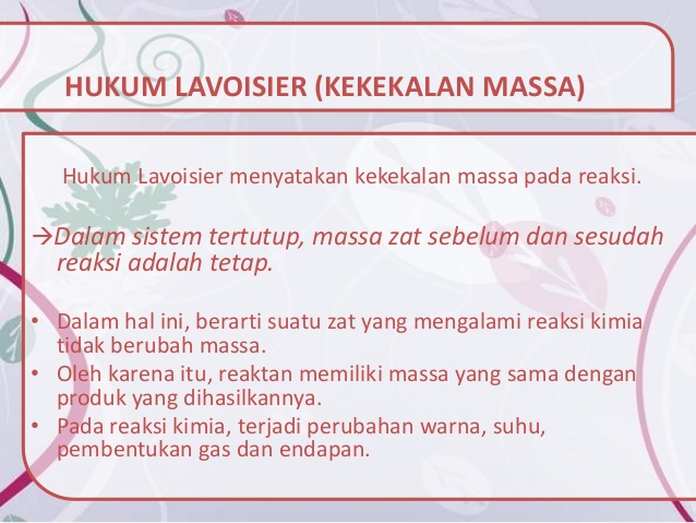 HUKUM KEKEKALAN MASSA
