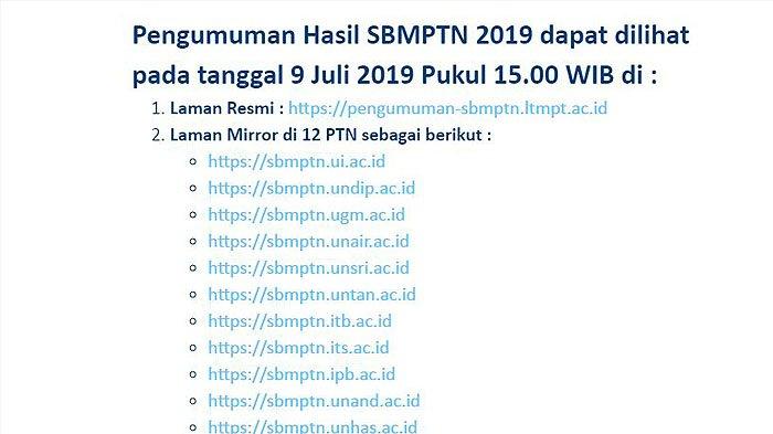 Pengumuman Hasil SBMPTN 2019, Cek Nama-nama Peserta Lolos Ujian PTN di Pengumuman-sbmptn
