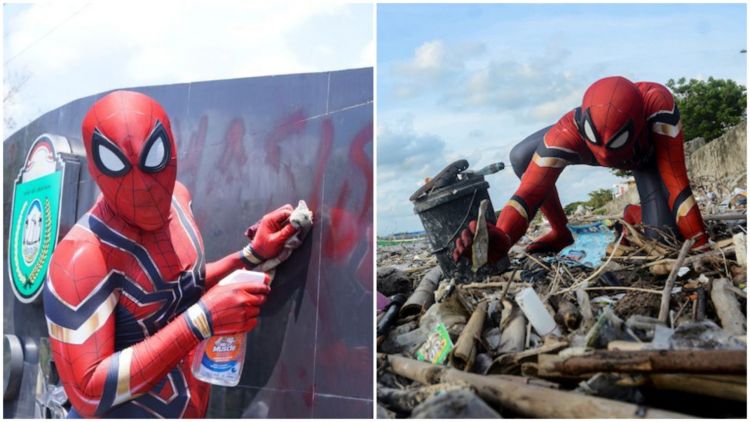 Bersihkan Sampah dengan Kostum Spider-Man, Aksi Rudi Hartono Ini Bikin Kagum karena Keren