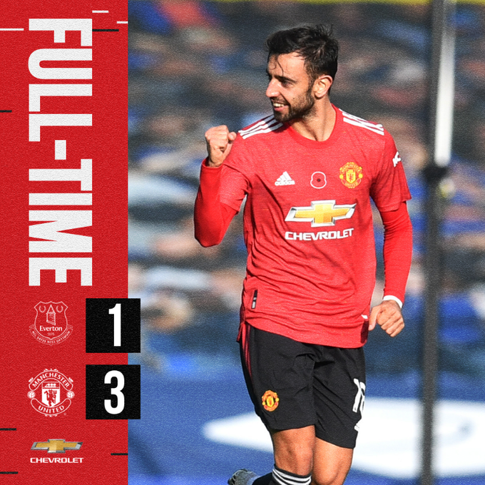 Everton Vs MU 1-3, Bruno Fernandes Dua Gol, Edinson Cavani Melengkapi