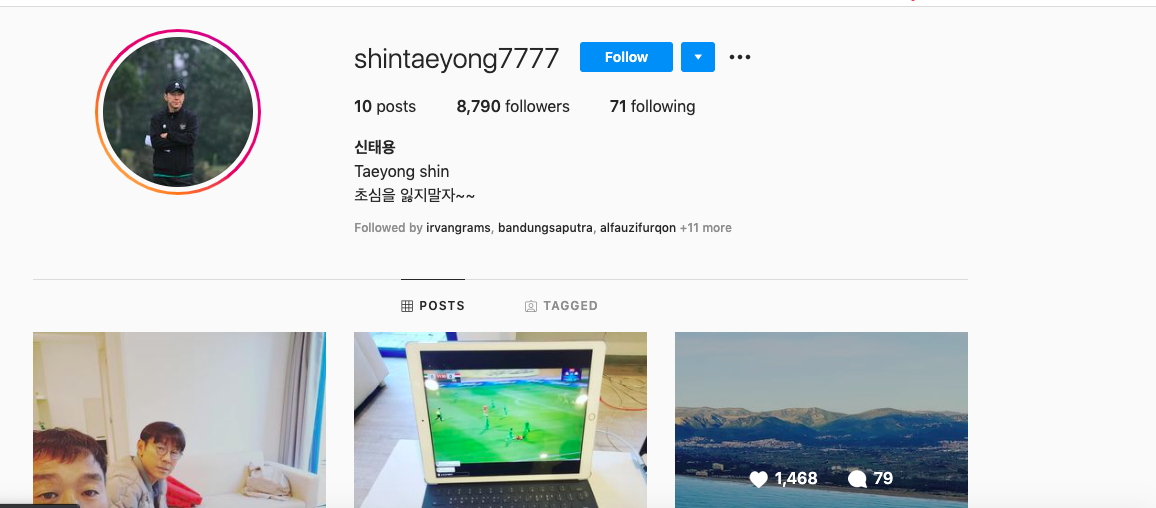 Pelatih Timnas Indonesia Shin Tae-yong Luncurkan Akun Instagram, Baru Sehari Sudah Ribuan Followers