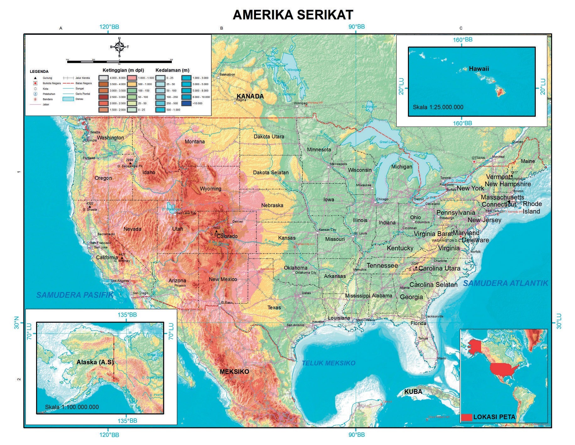 Kondisi Penduduk, Iklim dan Bentuk Muka Bumi Negara Amerika Serikat