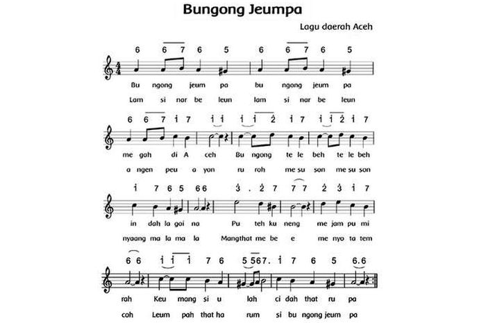 Lirik Lagu Bungong Jeumpa Lagu Daerah Dari Aceh
