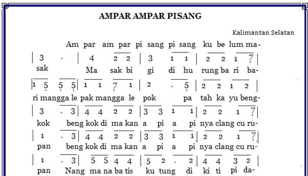 Lirik Lagu Ampar-ampar Pisang dari Kalimantan Selatan
